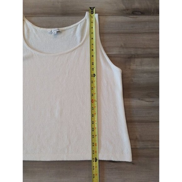 St. John Santana Knit Ivory Crop Length Tank Scoop Neck and Side Slit Top XL - Picture 9 of 12